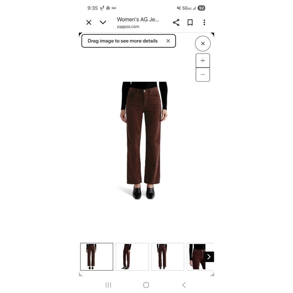 NWT AG Denim Brinley Mid Rise Straight Corduroy Jeans Chocolate Brown Size 26 - Picture 12 of 12